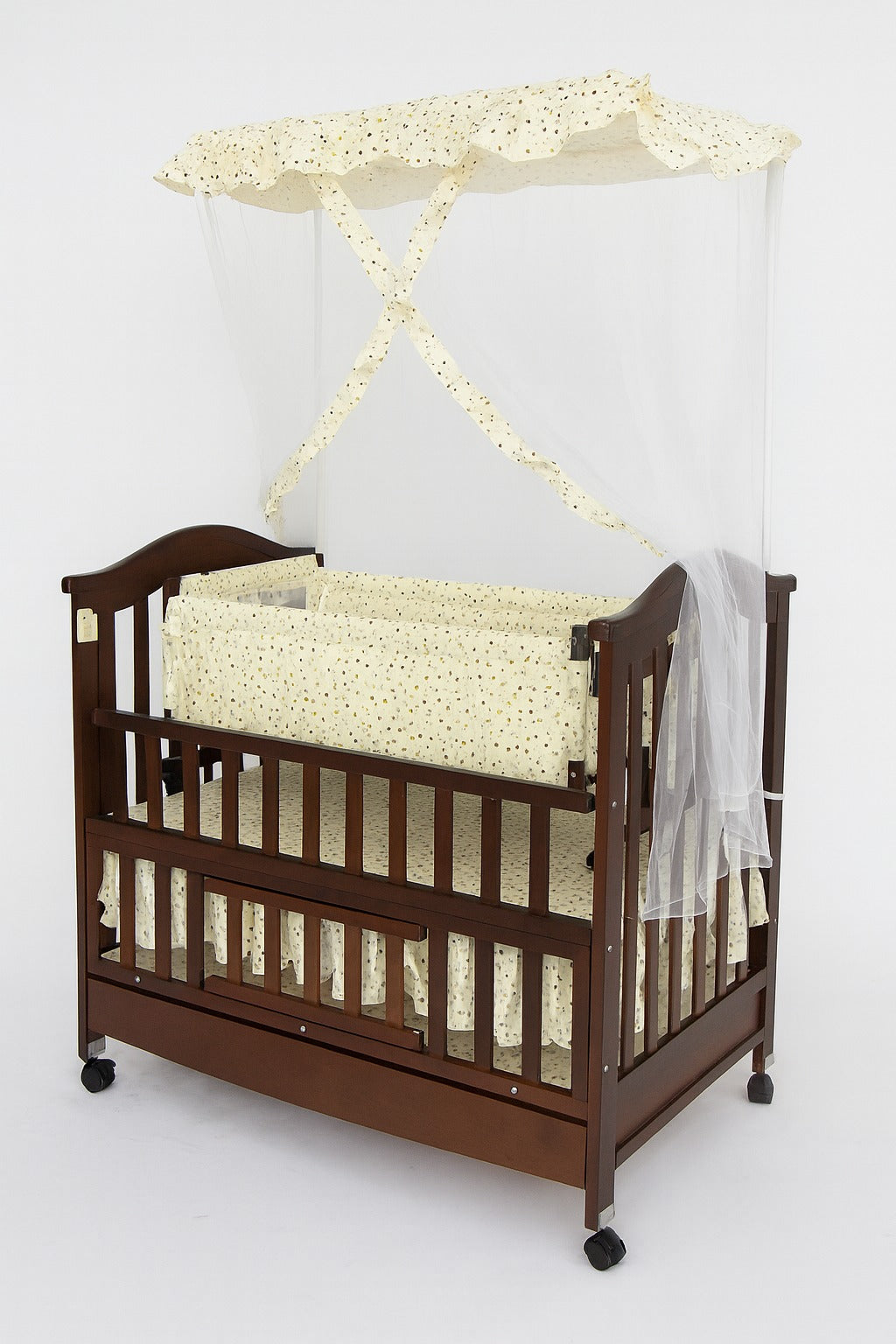 Baby Wooden Cot & Swing Imported Chocolate Brown-BZ-618