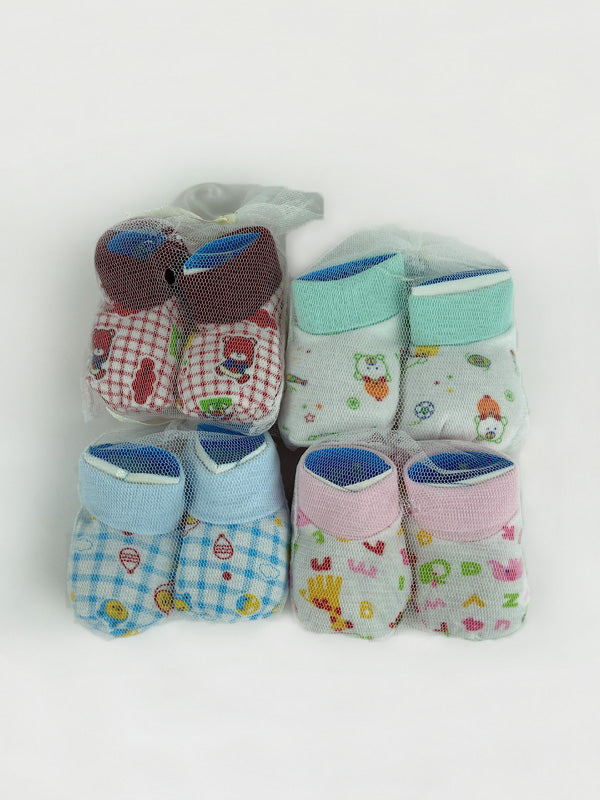 Pack of 4 Cotton Booties (0-1M)