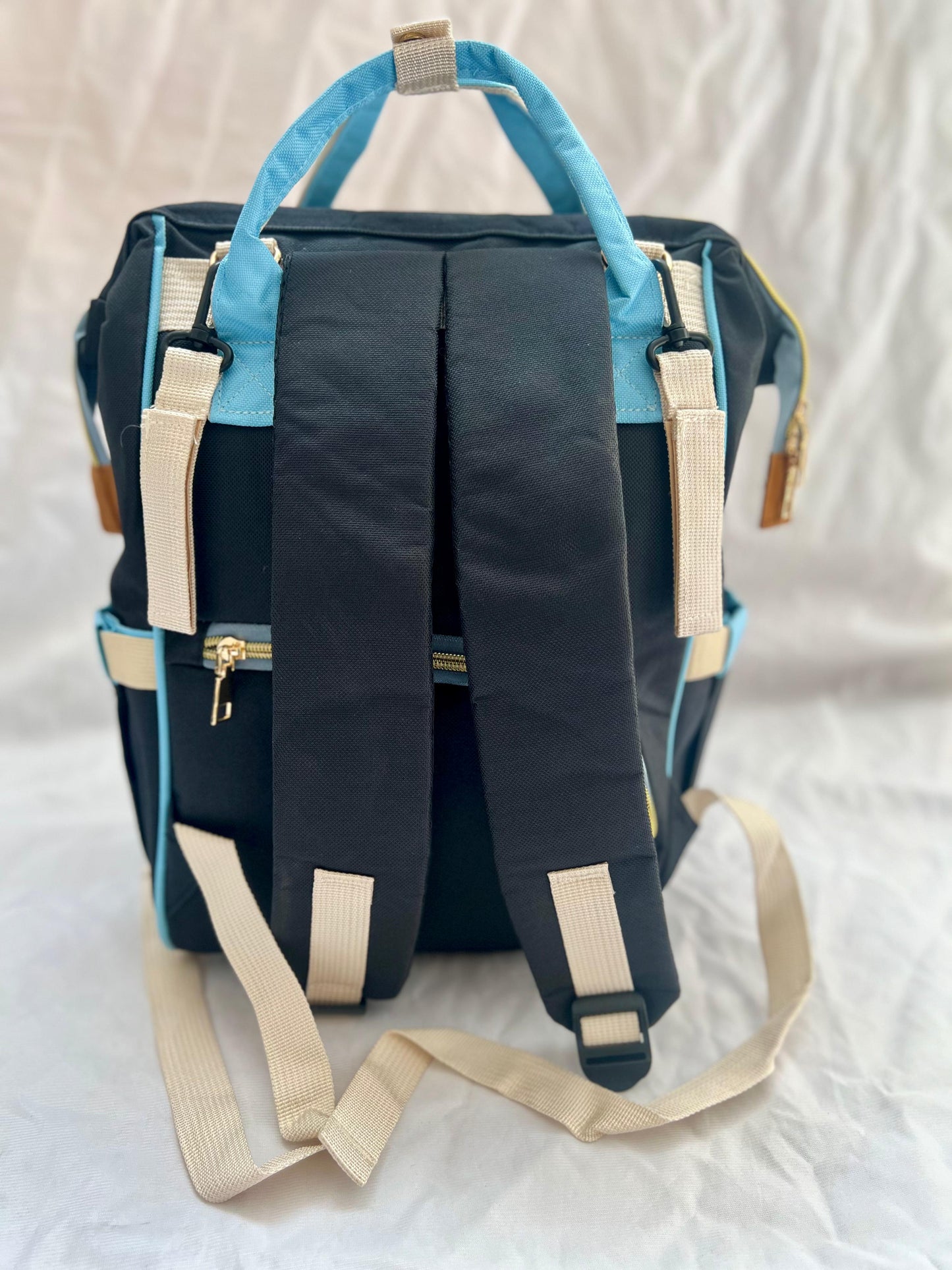 Baby Diaper Bag Flower Black & Blue-DB175