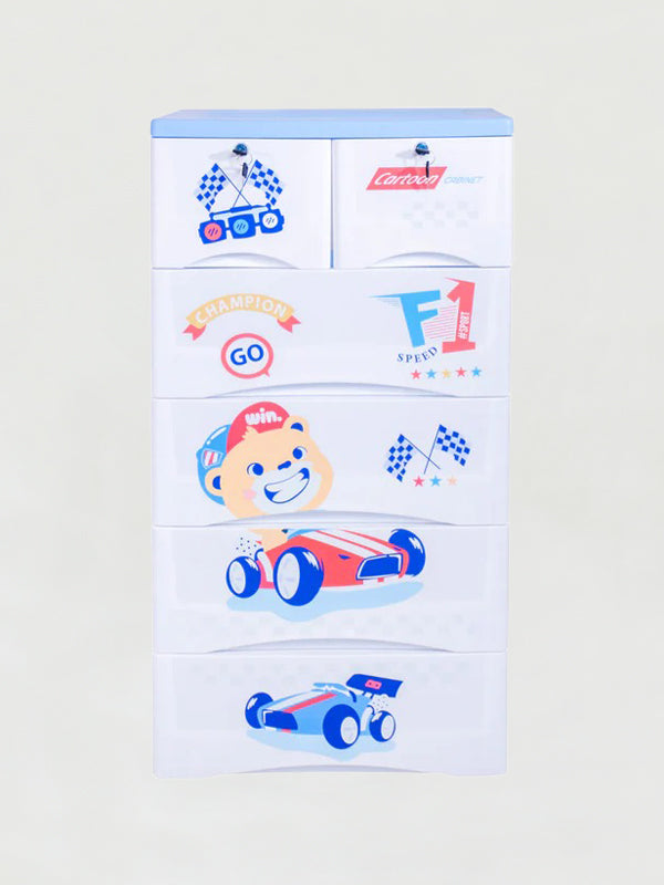 F1 Cars Theme 5 Layer Wardrobe