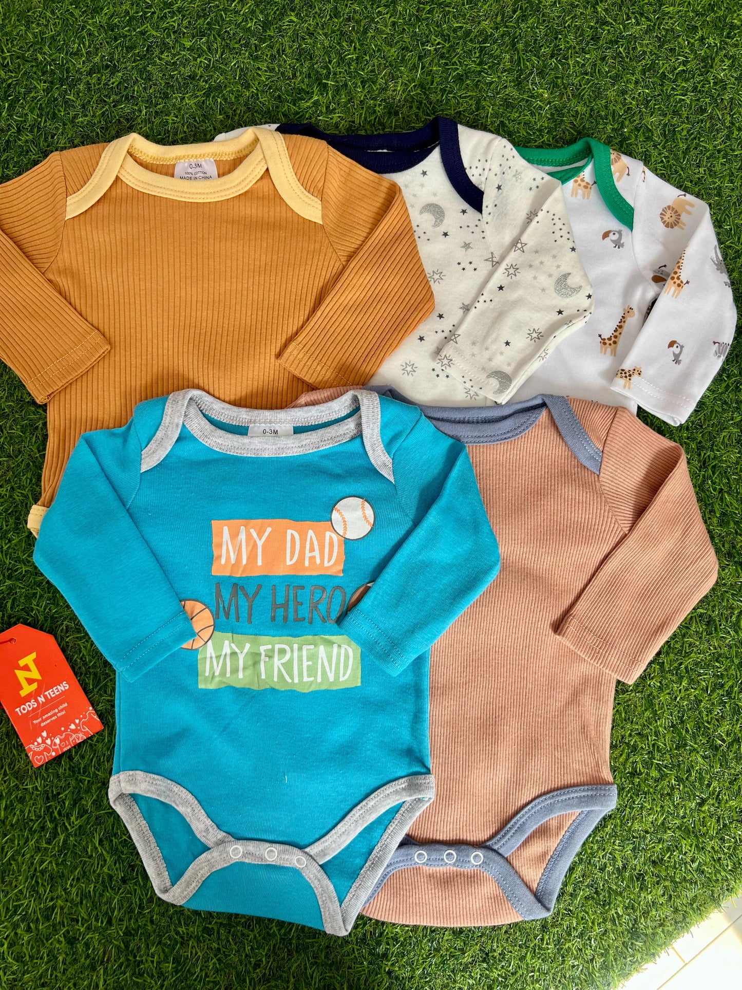 Pack Of 5 Premium Baby Bodysuits (0-3M)
