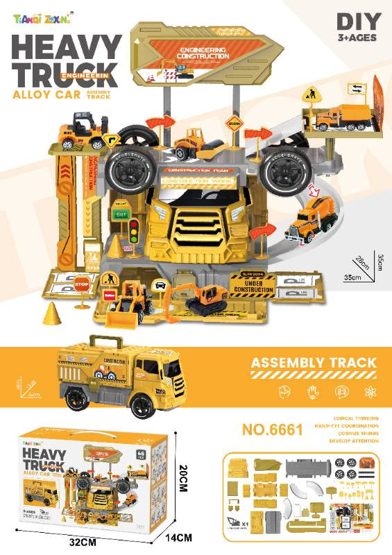 Heavy 2 IN 1 Alloy Car Assembly Track Set - YELLOW - 6661