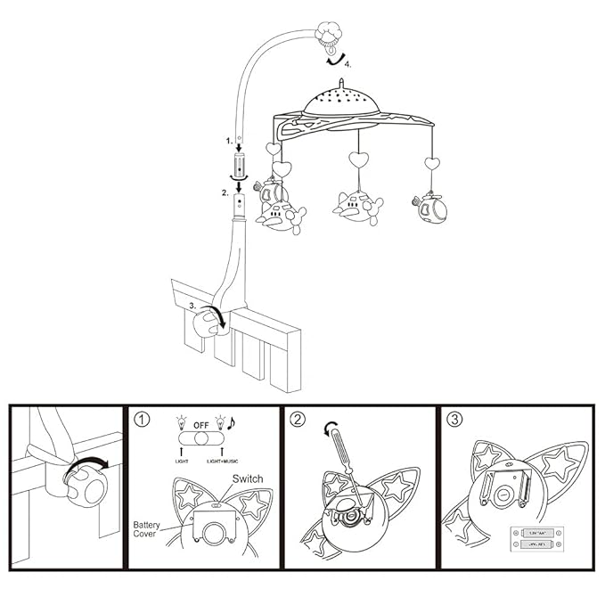 Holder rotating crib plane fairyland baby music bed bell-Cot Mobile