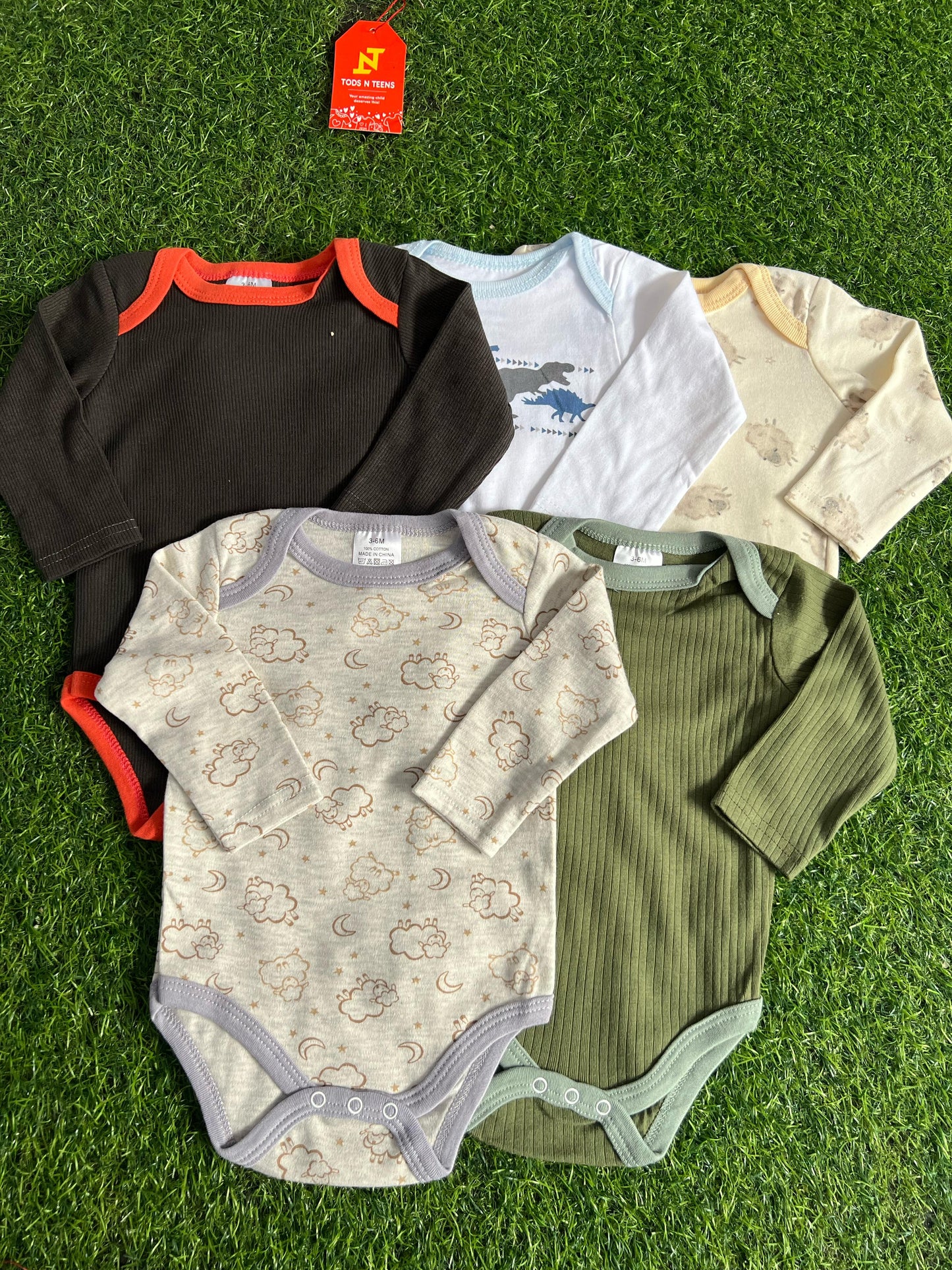 Pack Of 5 Premium Baby Bodysuits (3-6M)