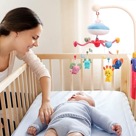 Crib Mobile for Baby Hanging Rotating Rattles-Cot Mobile