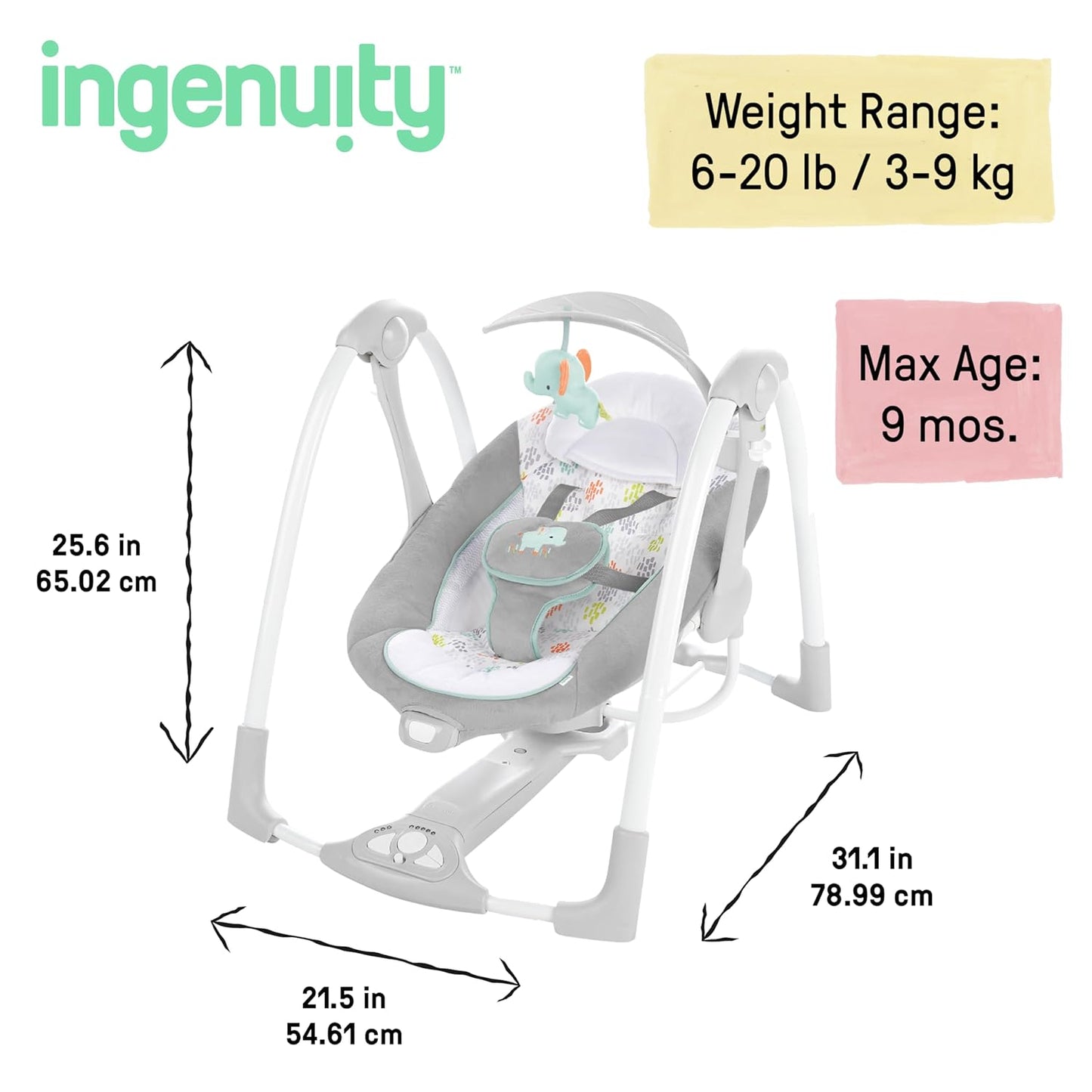 Ingenuity Power Adapt Portable Plug-in Swing-BZ-12322