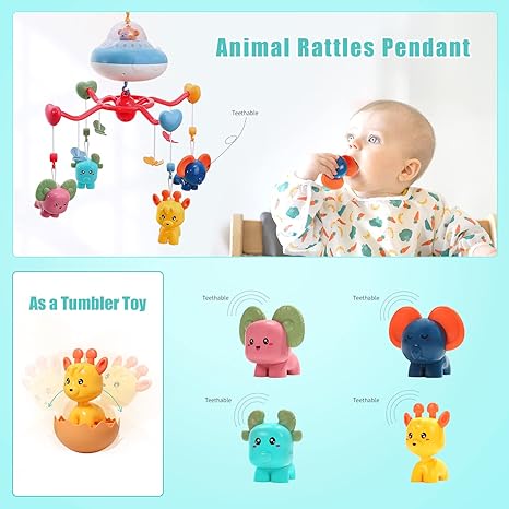 Crib Mobile for Baby Hanging Rotating Rattles-Cot Mobile