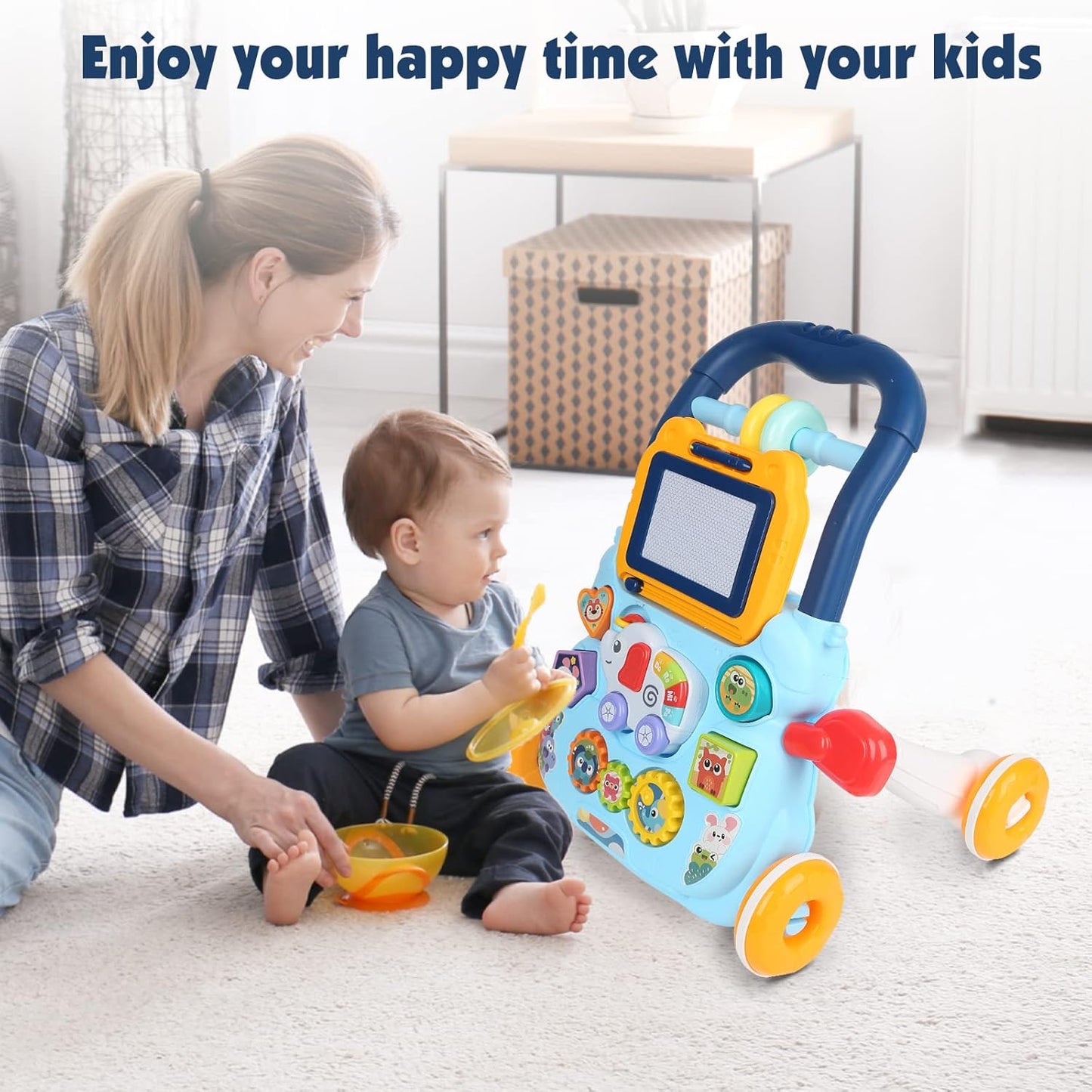 Huanger 2 in 1 Baby Walker with Drawing Board-Sit-to-Stand-BZ-0810-11