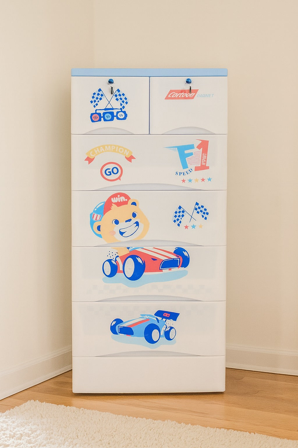 F1 Cars Theme 5 Layer Wardrobe