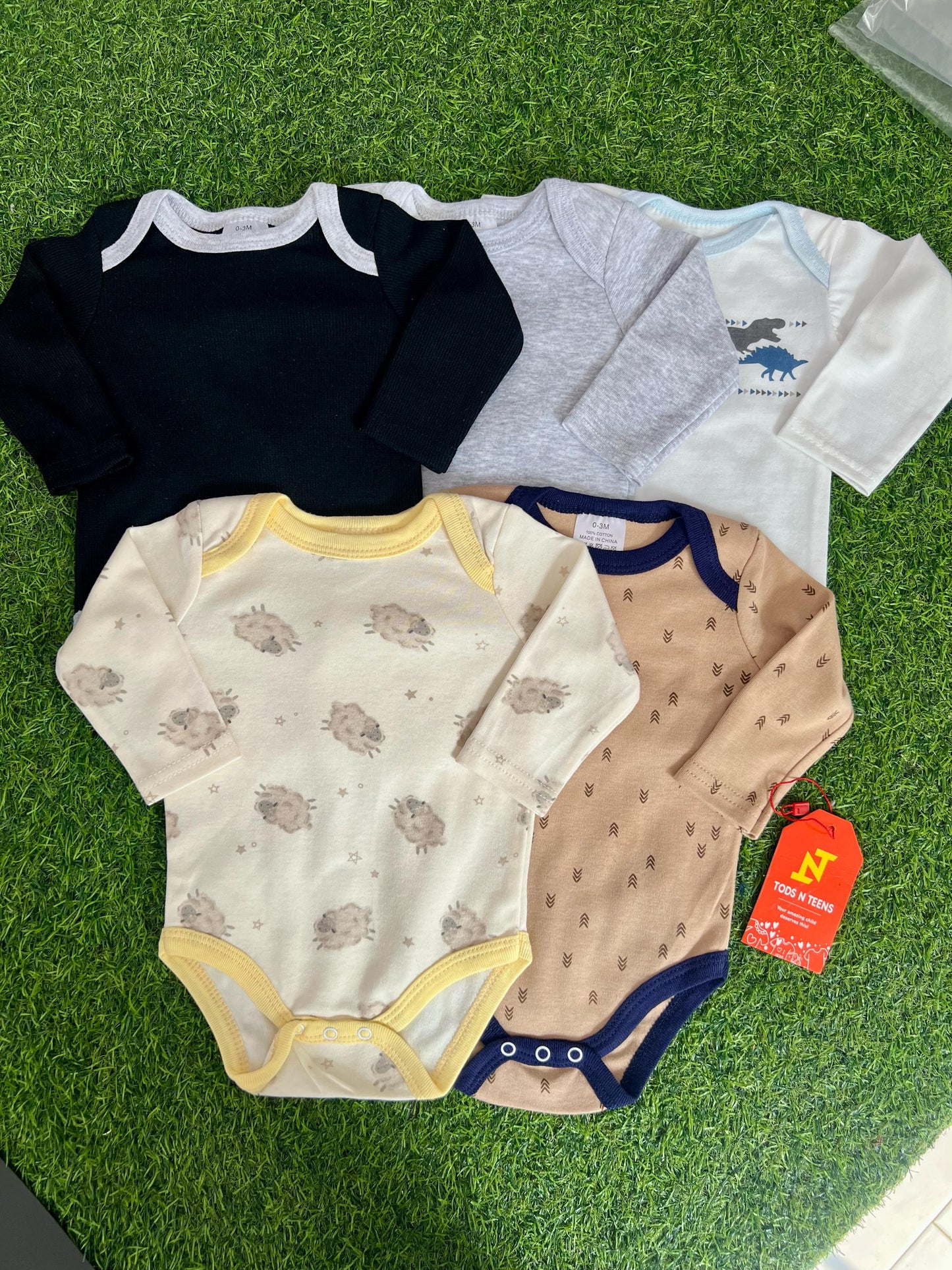 Pack Of 5 Premium Baby Bodysuits (0-3M)