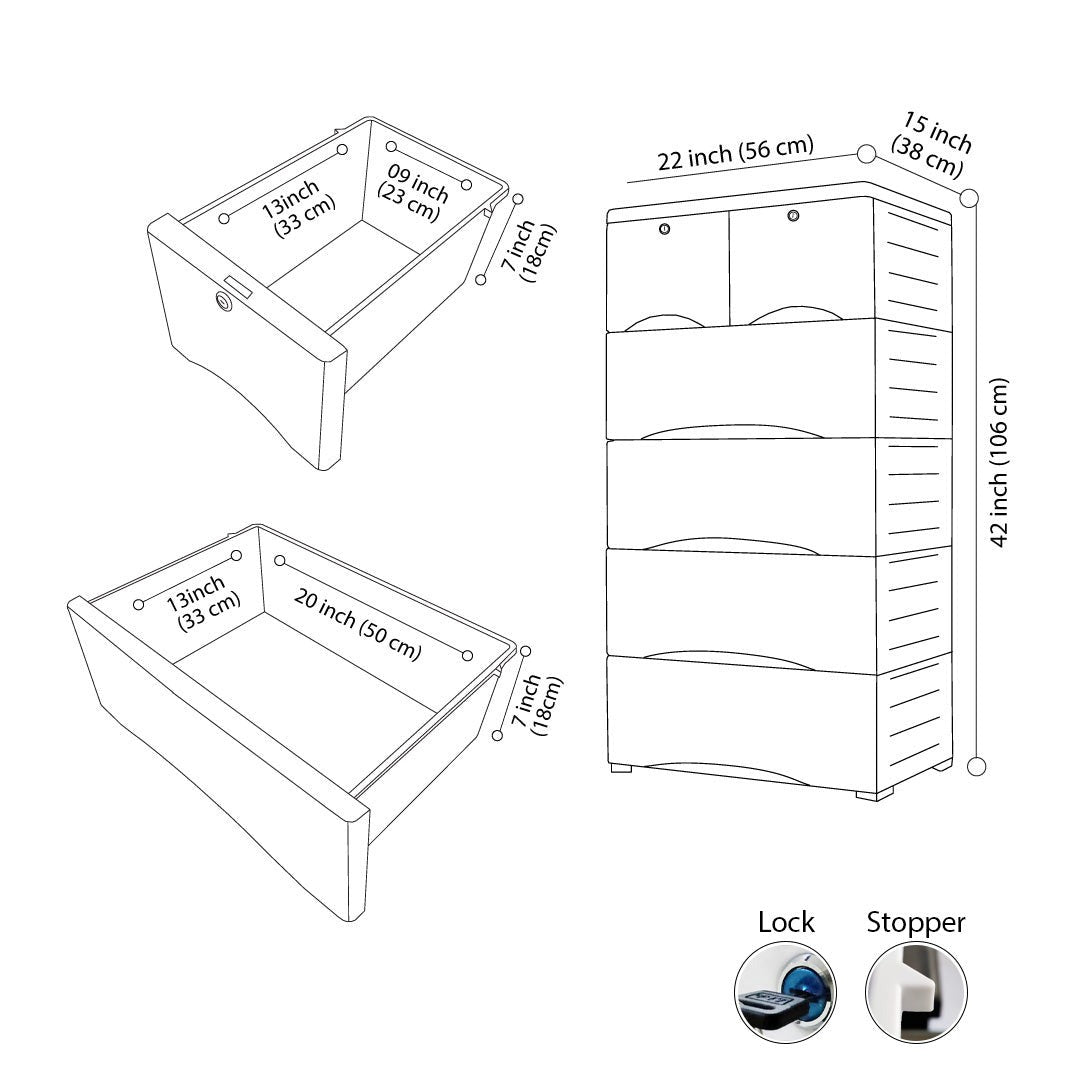 Baby Elephant Theme 6 Layer Wardrobe