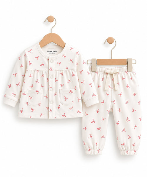 Bow Print Baby Girl 2-Piece Set (0-6M)
