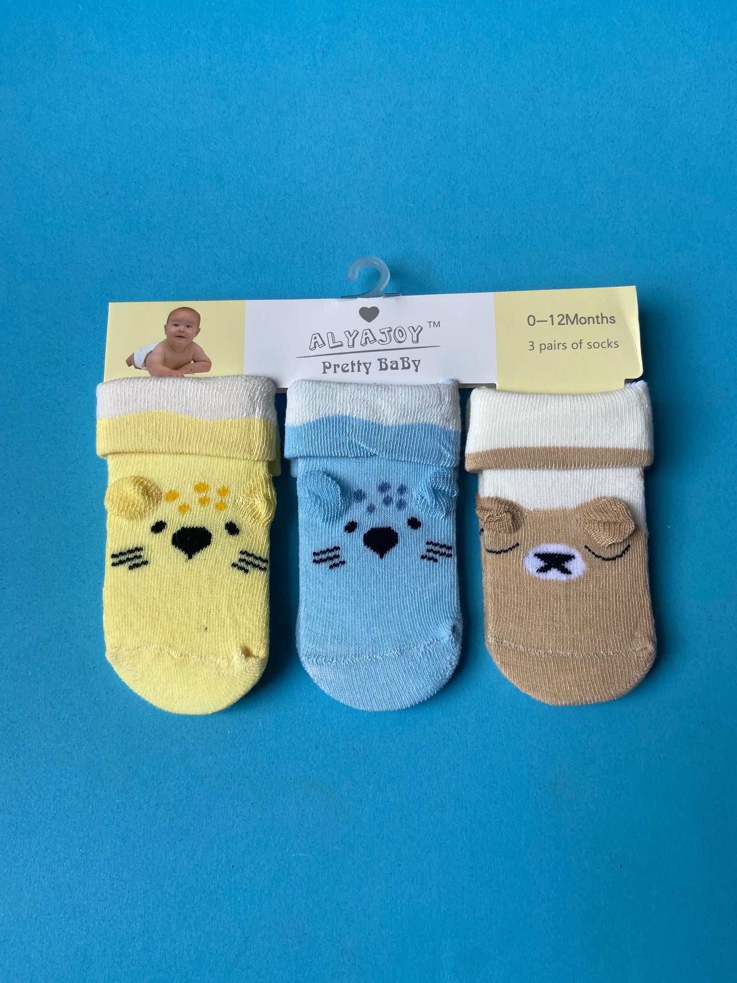 SH535-pack of 3 Winter Baby Socks - 0-12M