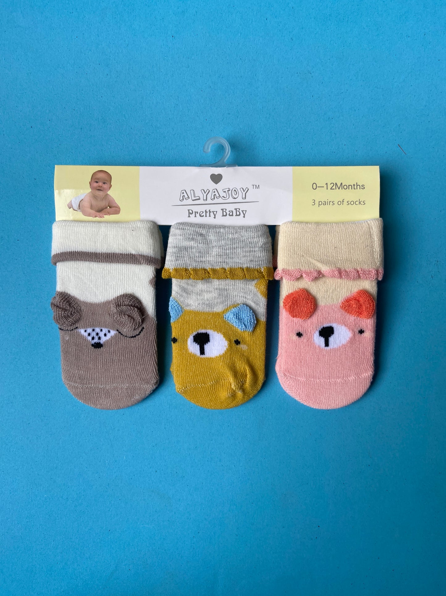 SH535-pack of 3 Winter Baby Socks - 0-12M