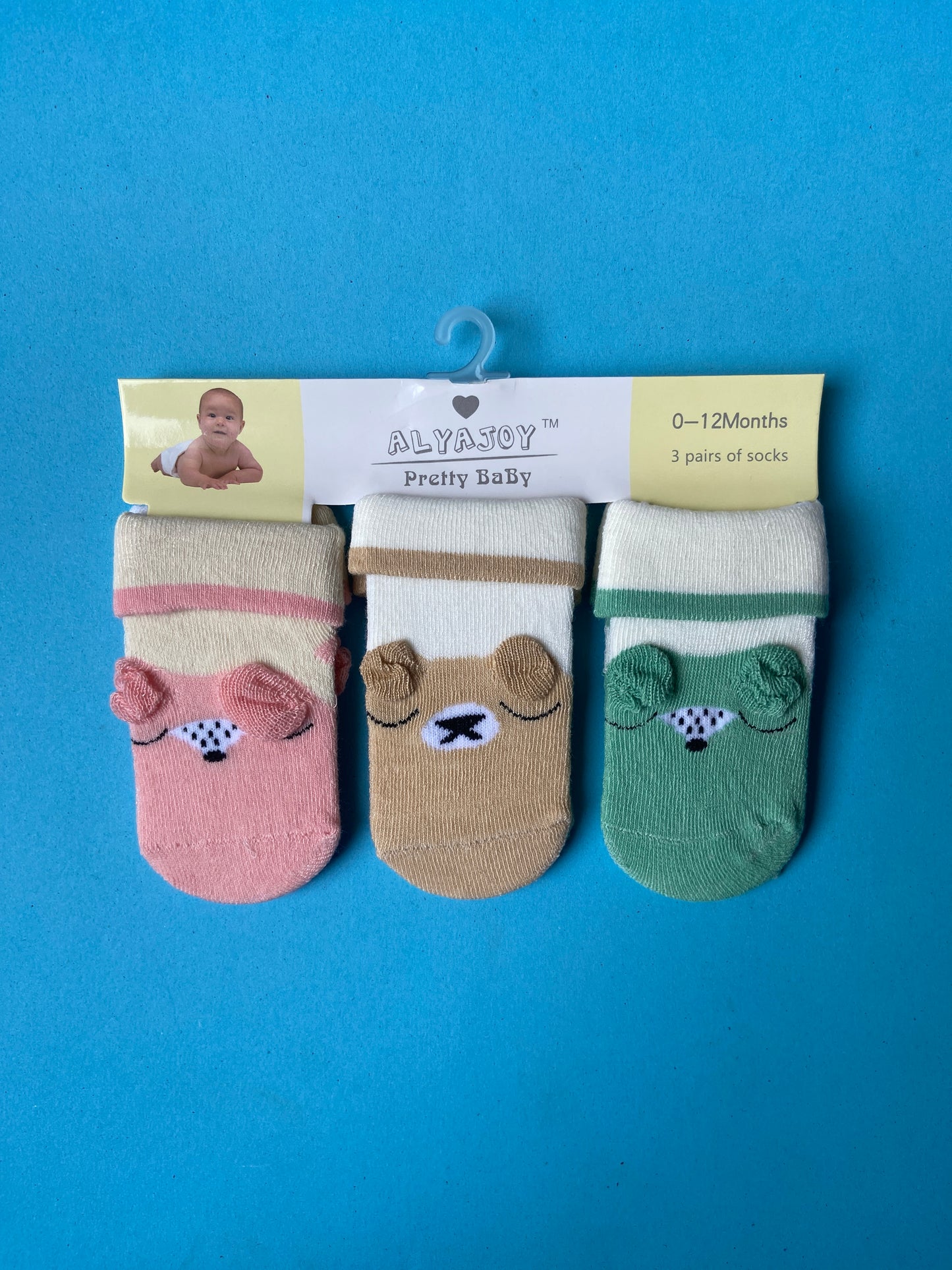 SH535-pack of 3 Winter Baby Socks - 0-12M
