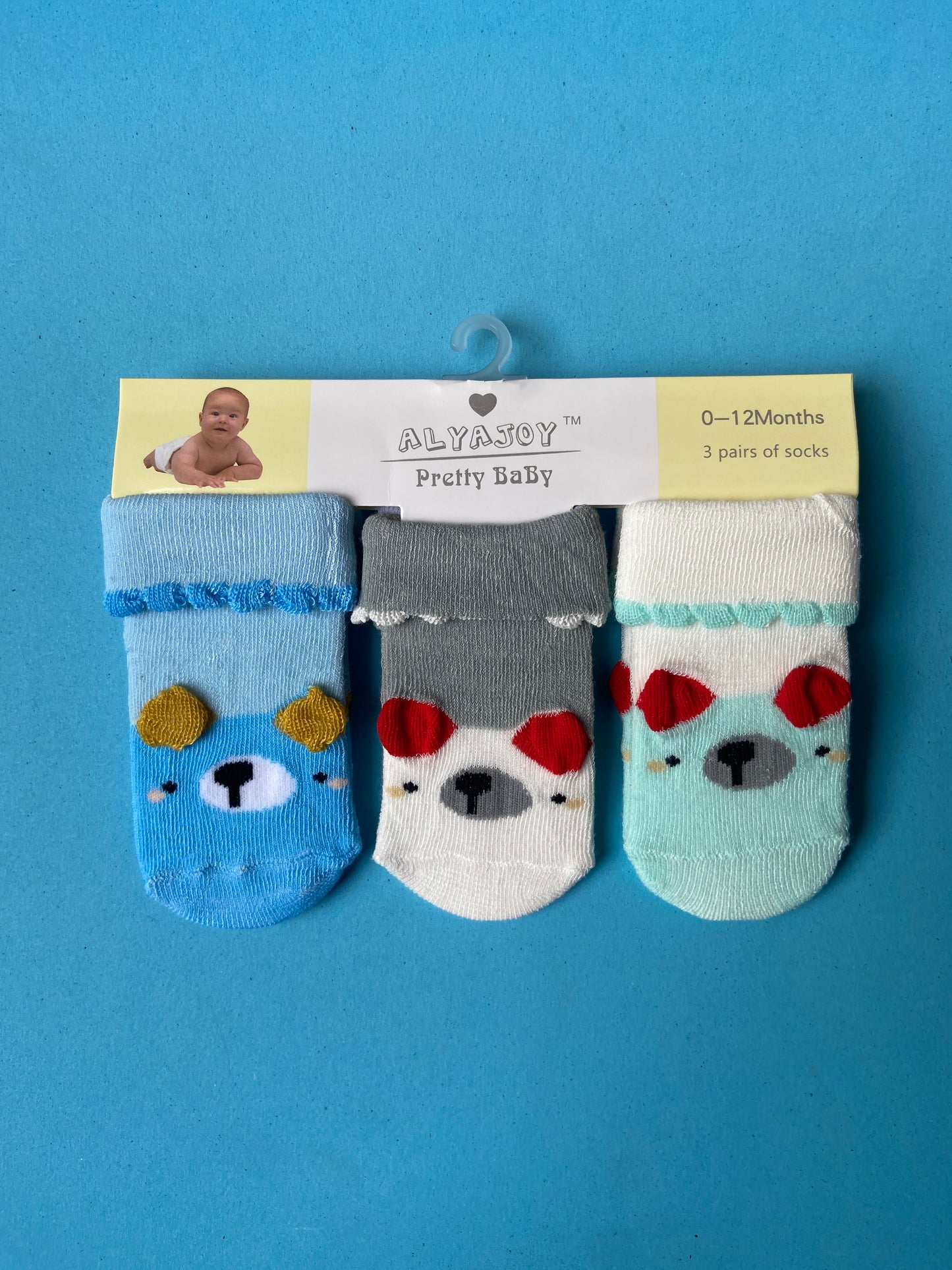 SH535-pack of 3 Winter Baby Socks - 0-12M
