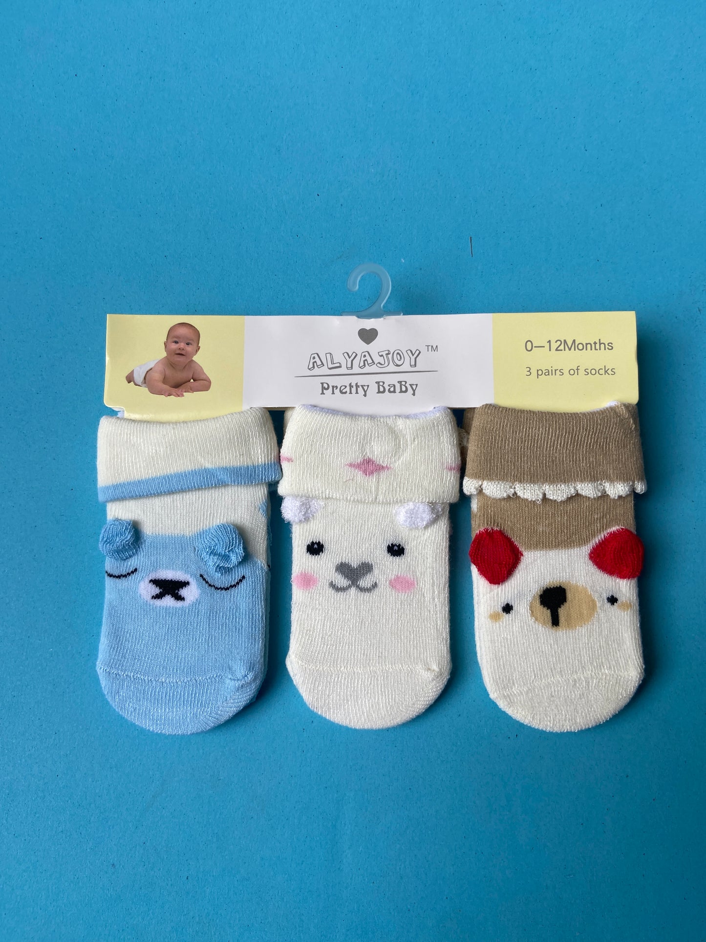 SH535-pack of 3 Winter Baby Socks - 0-12M