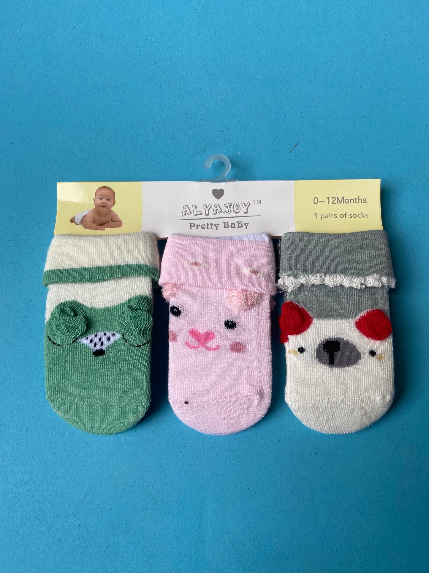 SH535-pack of 3 Winter Baby Socks - 0-12M