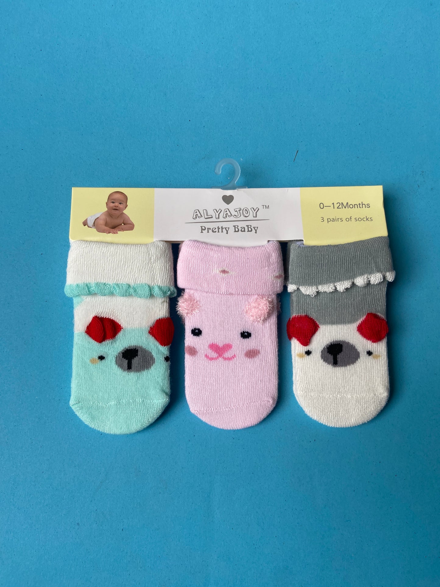 SH535-pack of 3 Winter Baby Socks - 0-12M
