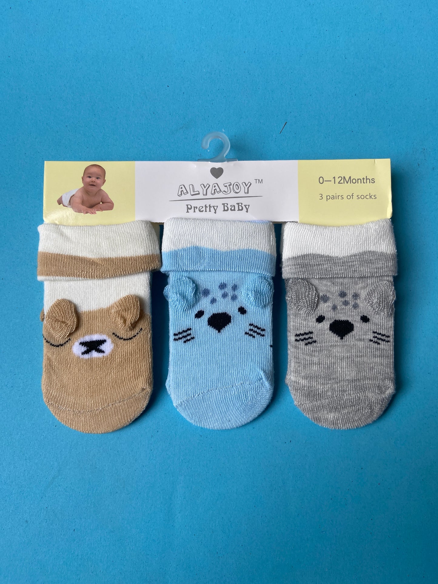 SH535-pack of 3 Winter Baby Socks - 0-12M