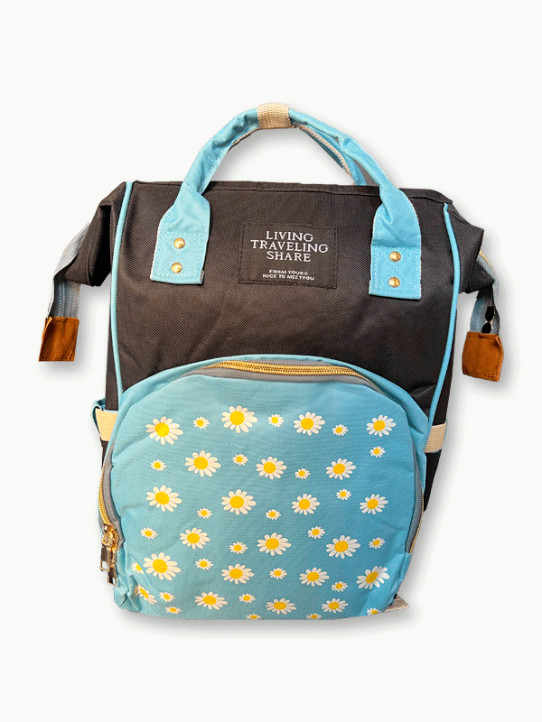 Baby Diaper Bag Flower Black & Blue-DB175