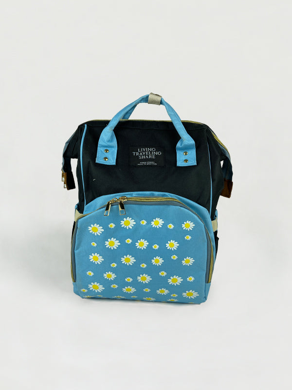 Baby Diaper Bag Flower Black & Blue-DB175