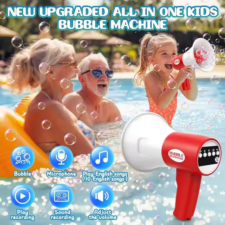 2 in 1 Microphone Bubble Machine Toy Kids Recording Singing-44324D