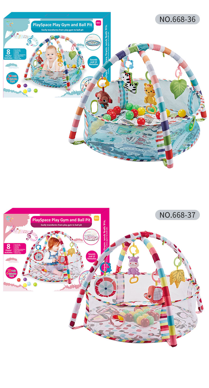 3-in-1 Baby Play Gym & Play Area With Musical Rattle & Balls