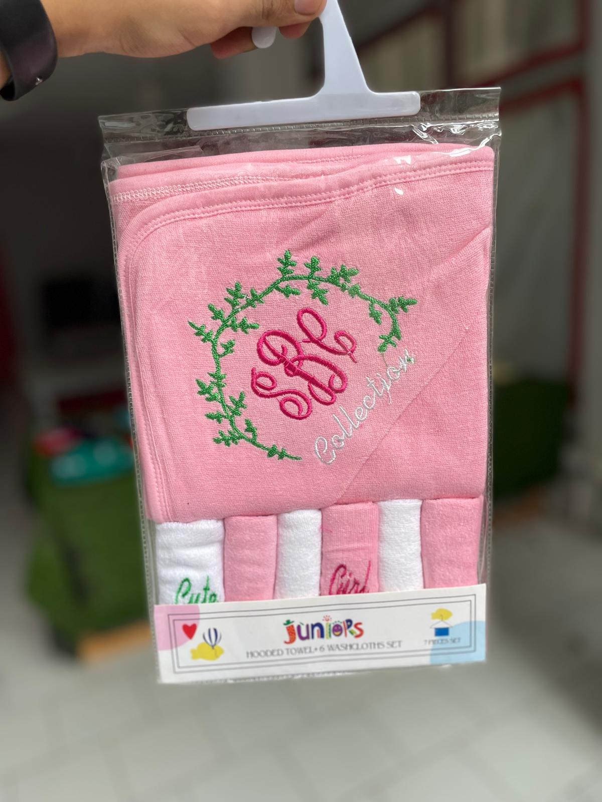 SHT370-Hooded Towel + 6 Washcloths Set