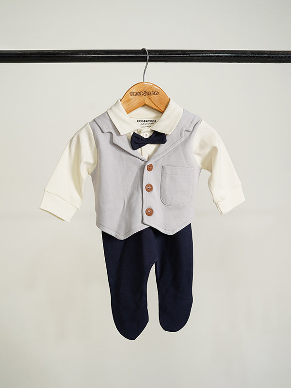 Dove Tux Romper (0-36M)