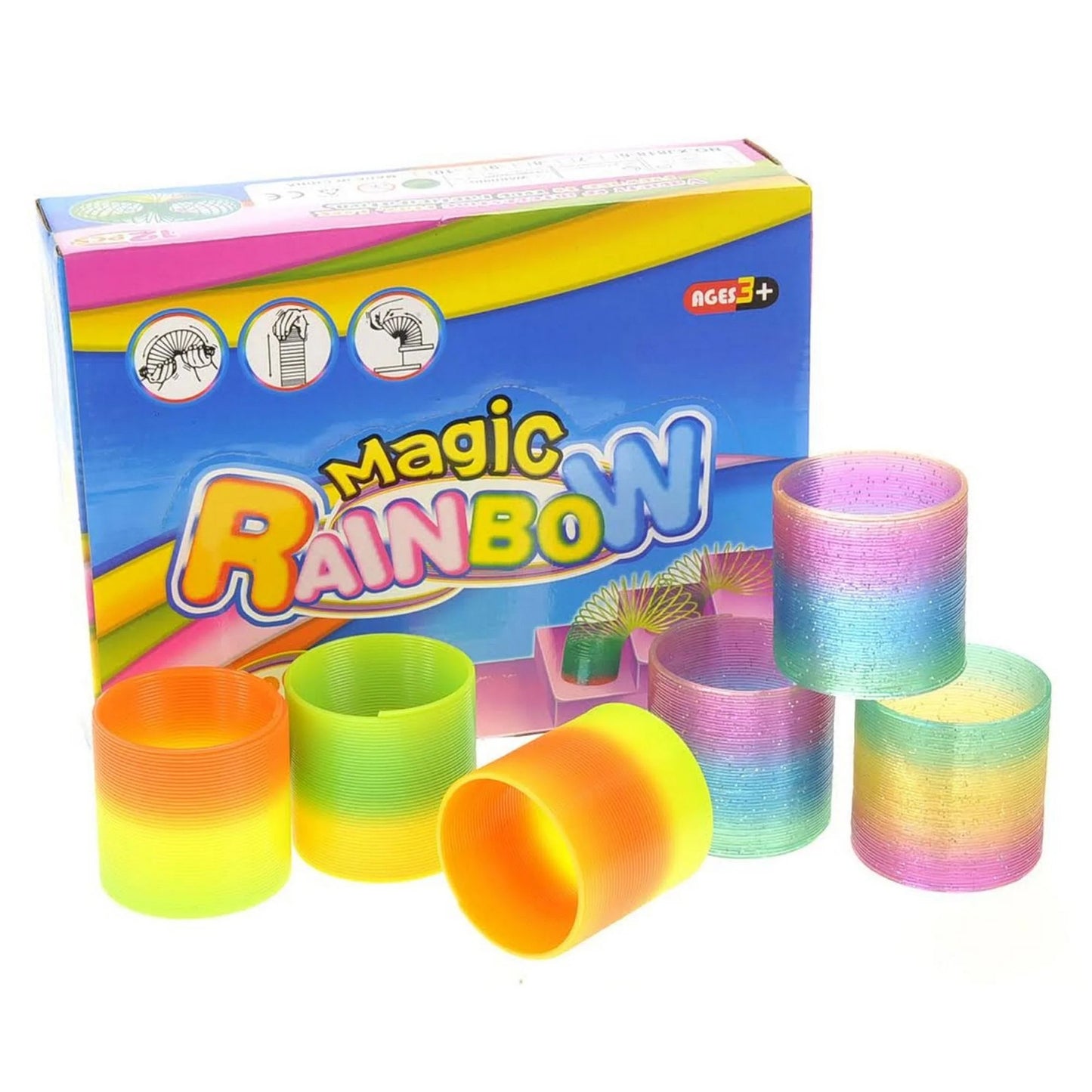 6 Pcs Magic Rainbow Slinky Springs Assorted Colors-BY807-1DW