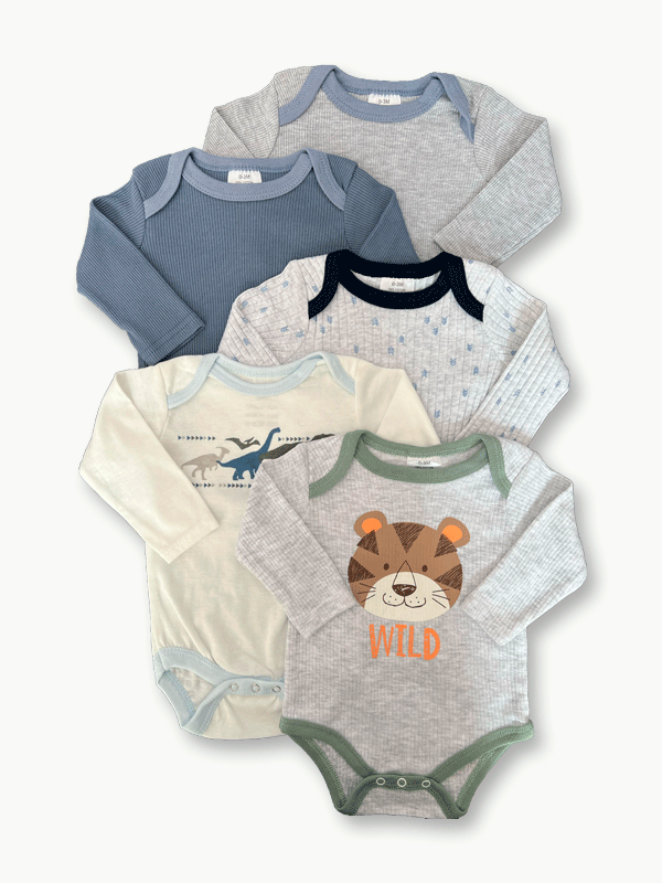 Pack Of 5 Premium Baby Bodysuits (0-3M)