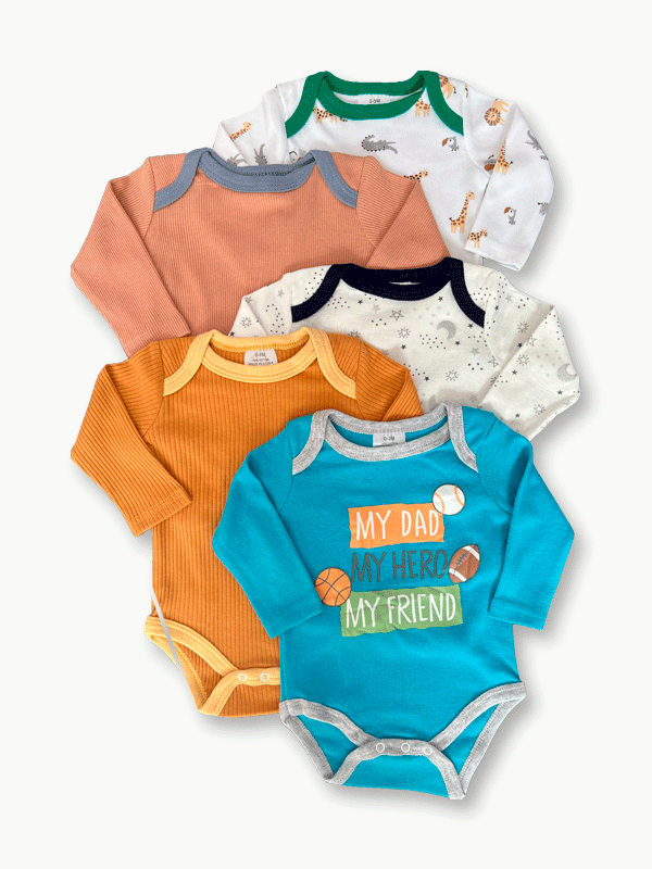 Pack Of 5 Premium Baby Bodysuits (0-3M)