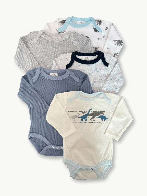 Pack Of 5 Premium Baby Bodysuits (0-3M)