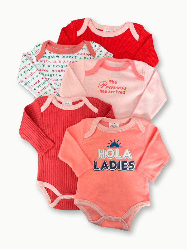 Pack Of 5 Premium Baby Bodysuits (0-3M)