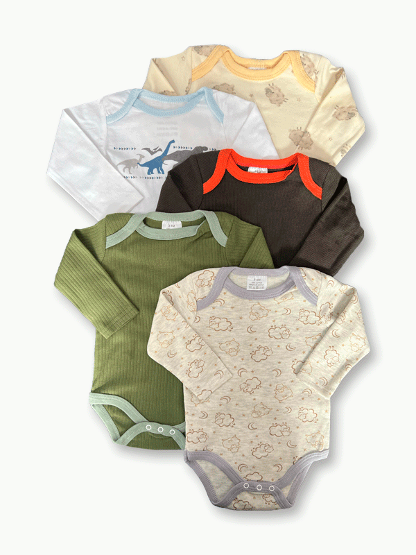Pack Of 5 Premium Baby Bodysuits (3-6M)
