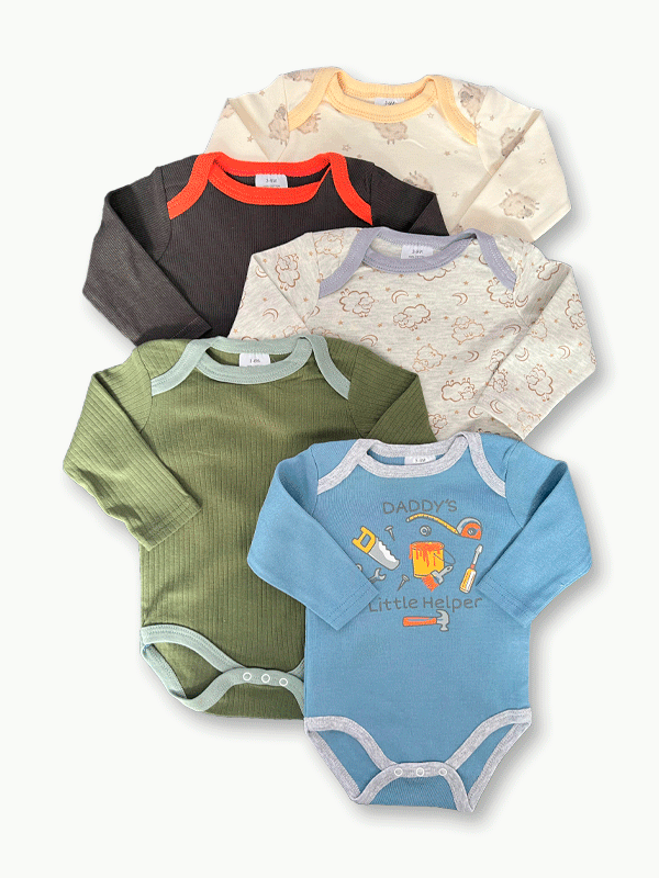 Pack Of 5 Premium Baby Bodysuits (3-6M)