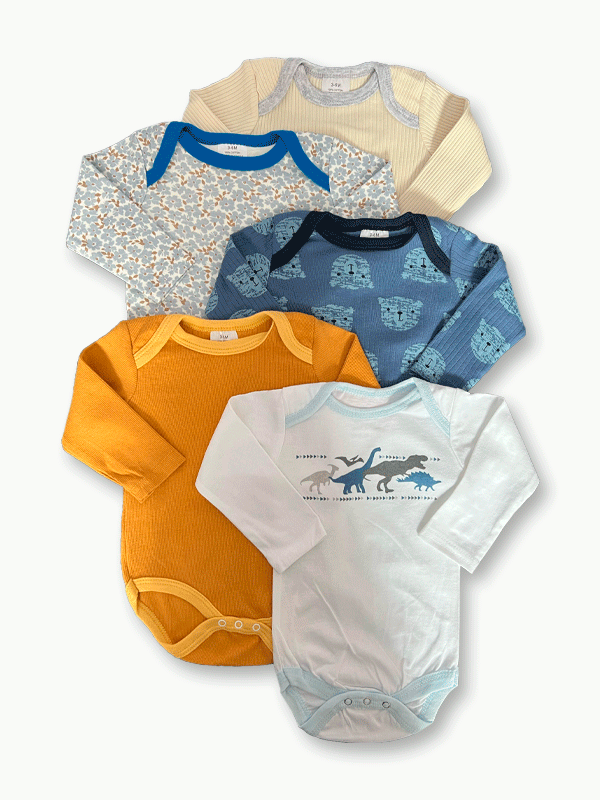 Pack Of 5 Premium Baby Bodysuits (3-6M)