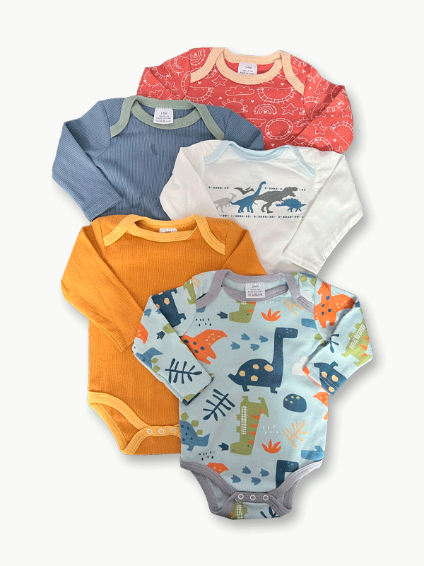 Pack Of 5 Premium Baby Bodysuits (3-6M)