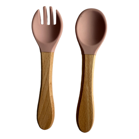Silicone Wooden Spoon+Fork
