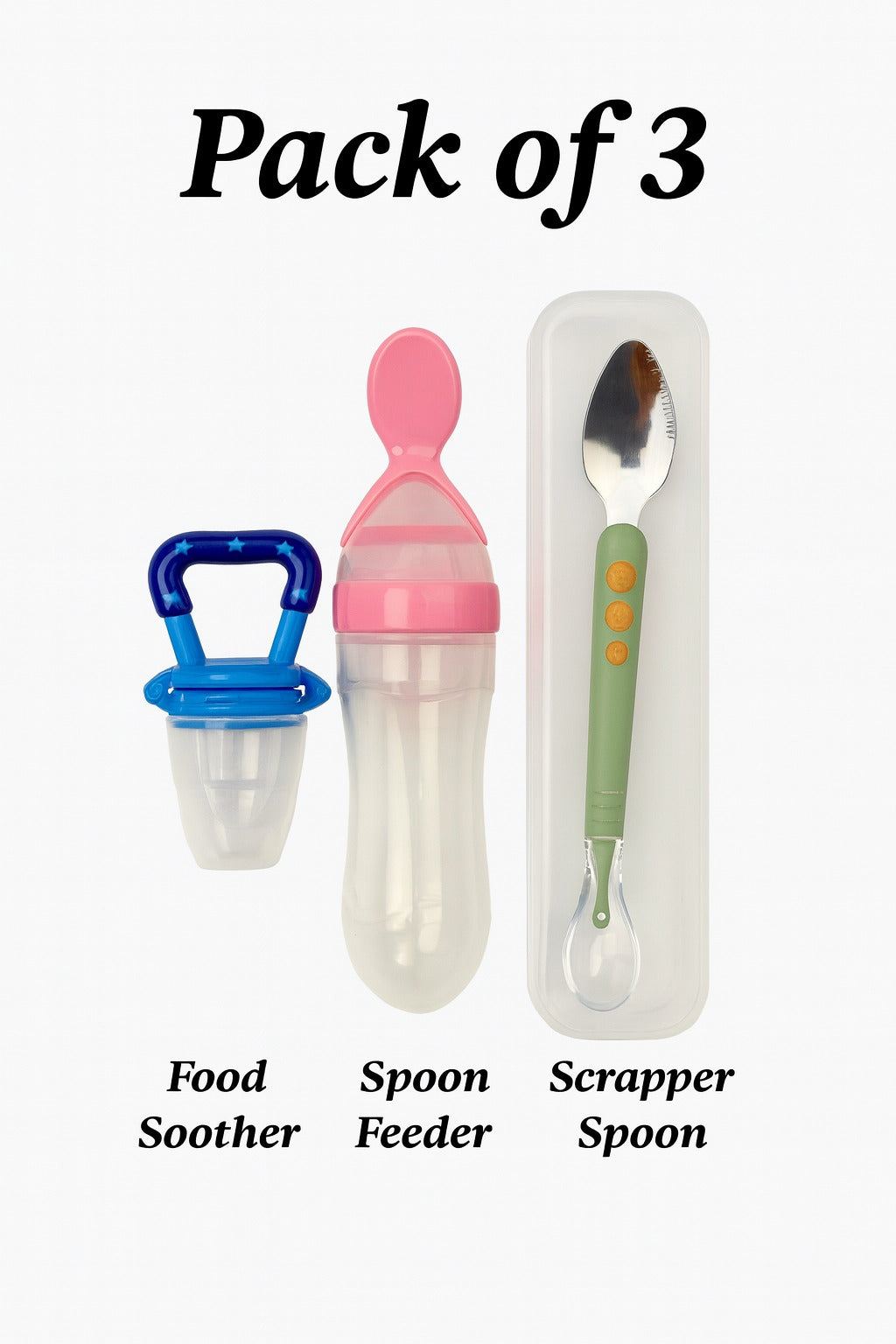 Scrapping Spoon + Food Soother + Spoon Feeder - Combo Set
