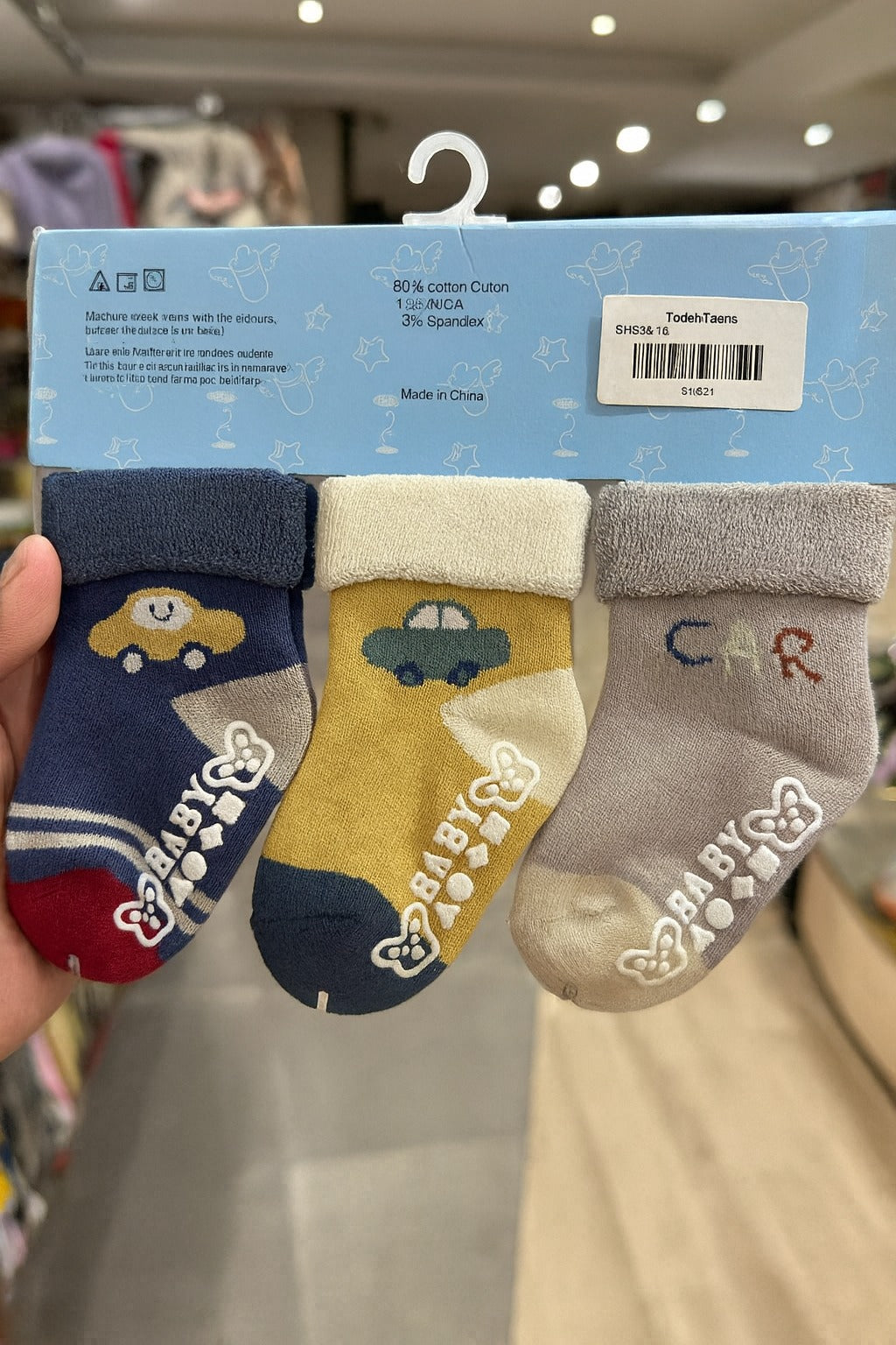SH534-pack of 3 Winter Baby Socks - 0-12M