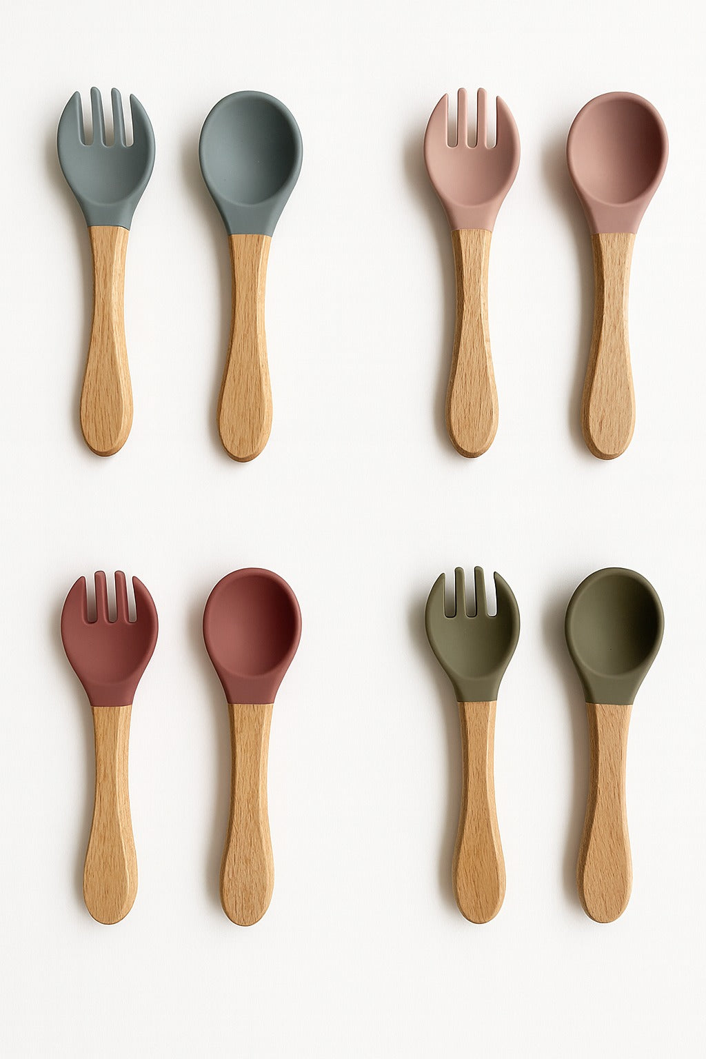 Silicone Wooden Spoon+Fork
