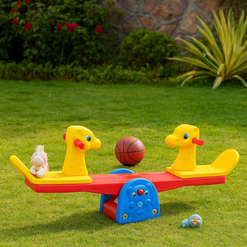HOMCOM Kids Seesaw Safe Teeter Totter 2 Seats-Fiber-BZ-TM5