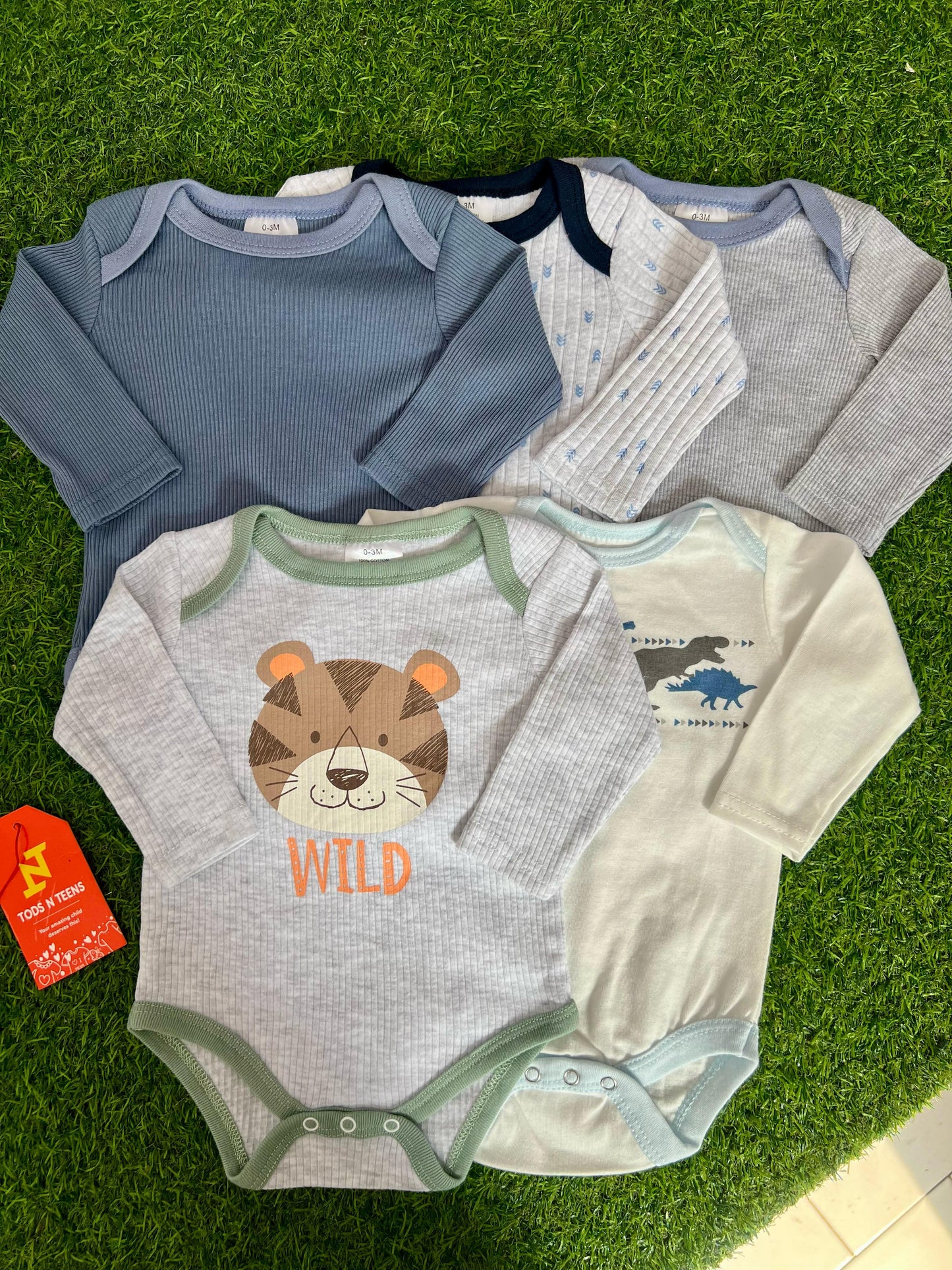 Pack Of 5 Premium Baby Bodysuits (0-3M)
