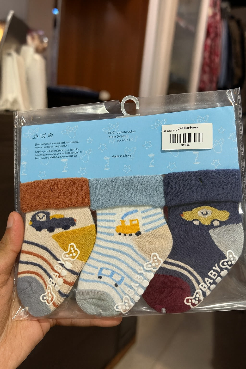 SH534-pack of 3 Winter Baby Socks - 0-12M