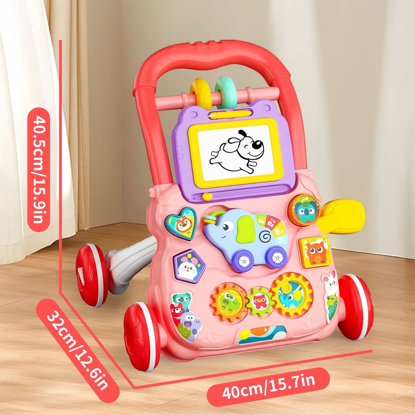 Huanger 2 in 1 Baby Walker with Drawing Board-Sit-to-Stand-BZ-0810-11