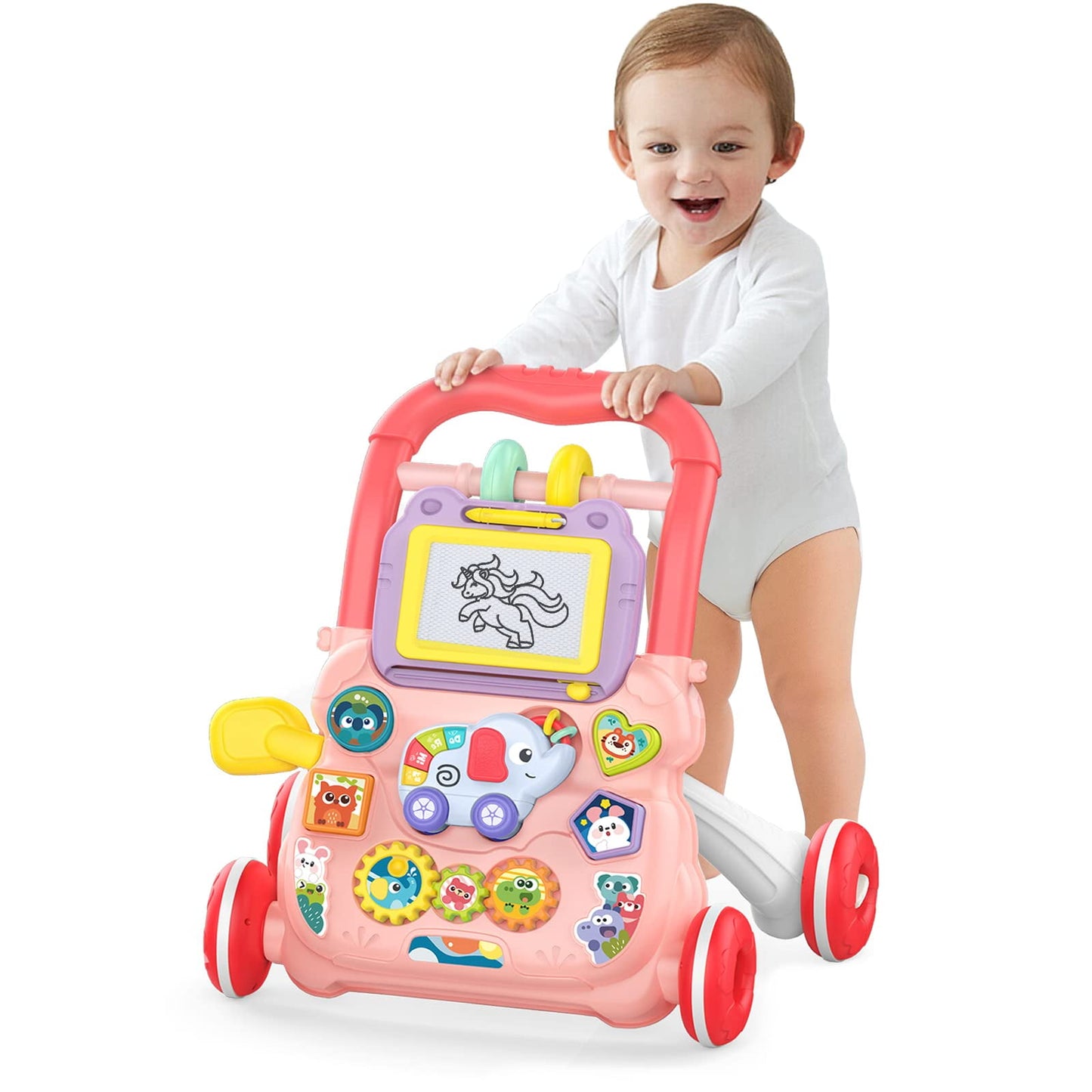 Huanger 2 in 1 Baby Walker with Drawing Board-Sit-to-Stand-BZ-0810-11