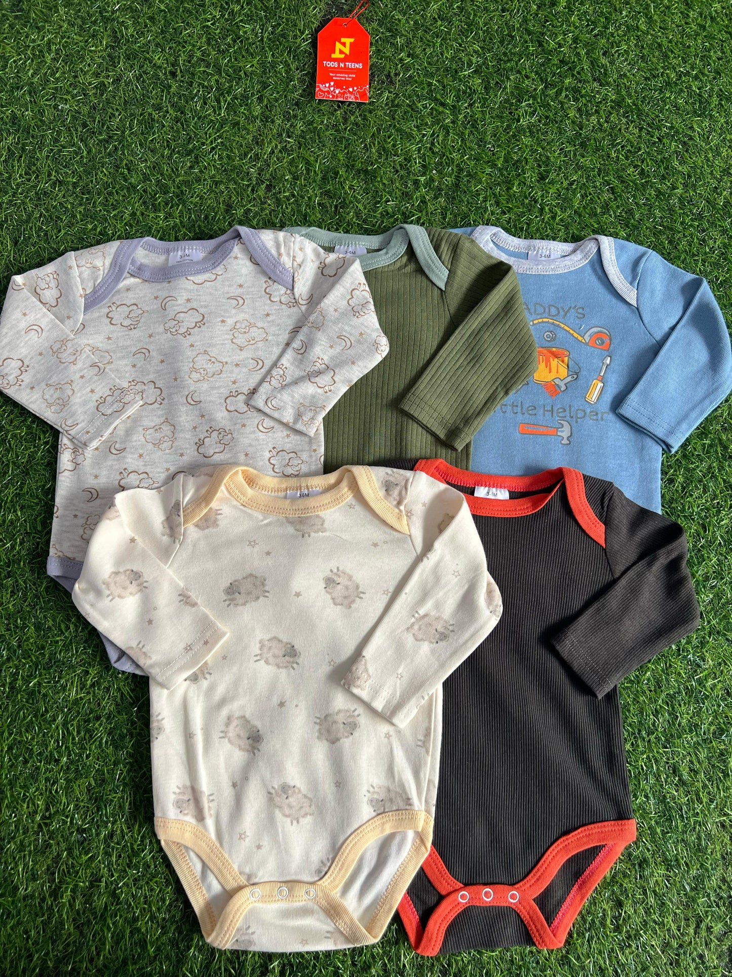 Pack Of 5 Premium Baby Bodysuits (3-6M)