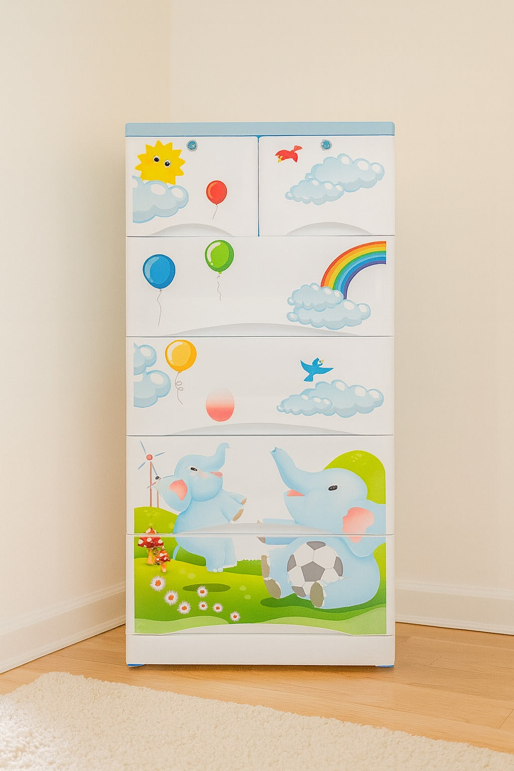 Baby Elephant Theme 5 Layer Wardrobe